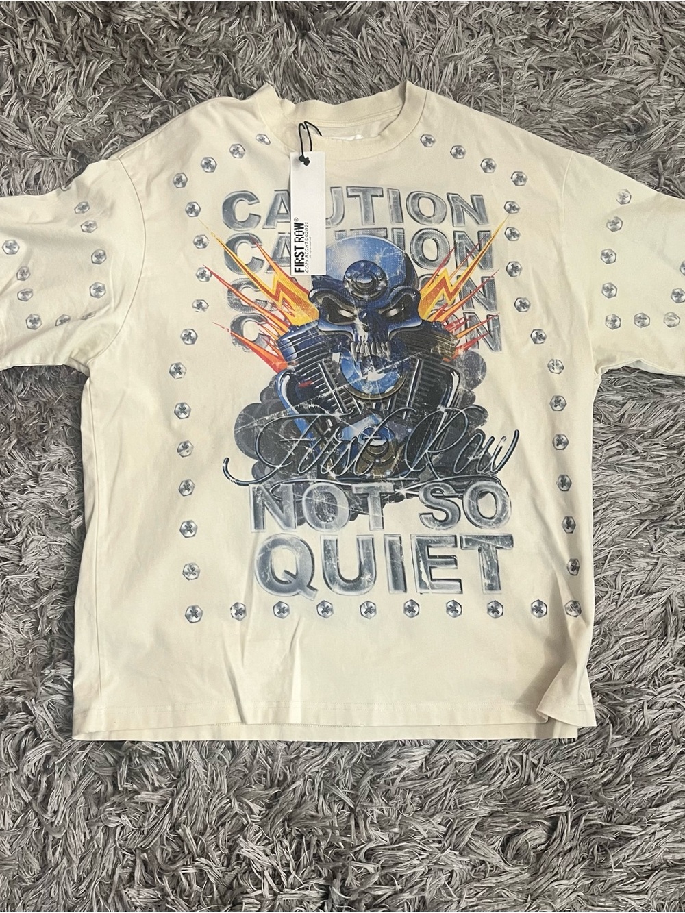 First Row Men’s Cream Graphic Short-Sleeve Tee - 'Not So Quiet' 2XL NWT